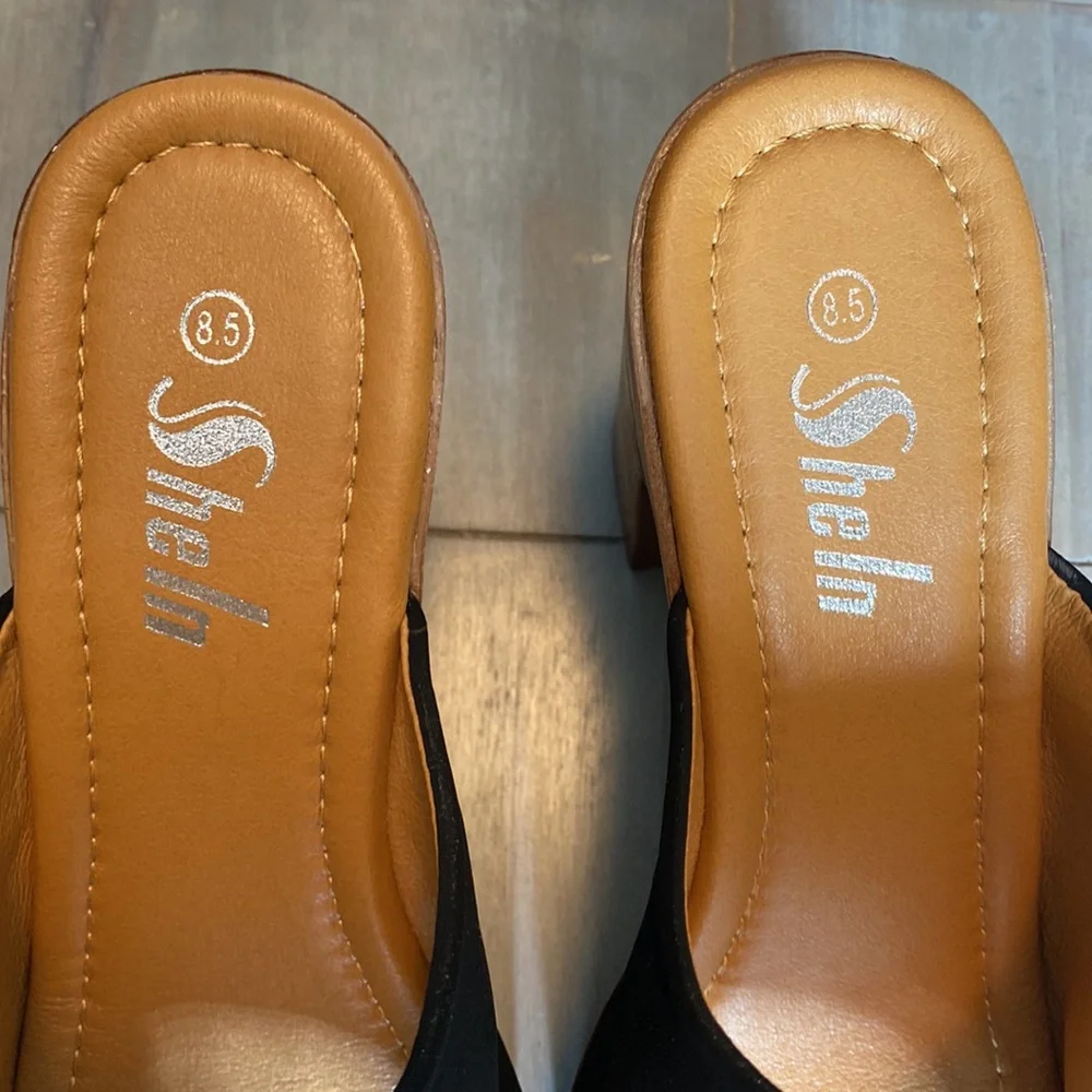SHEIN Chunky Band Platform Slip-On Heeled Sandals